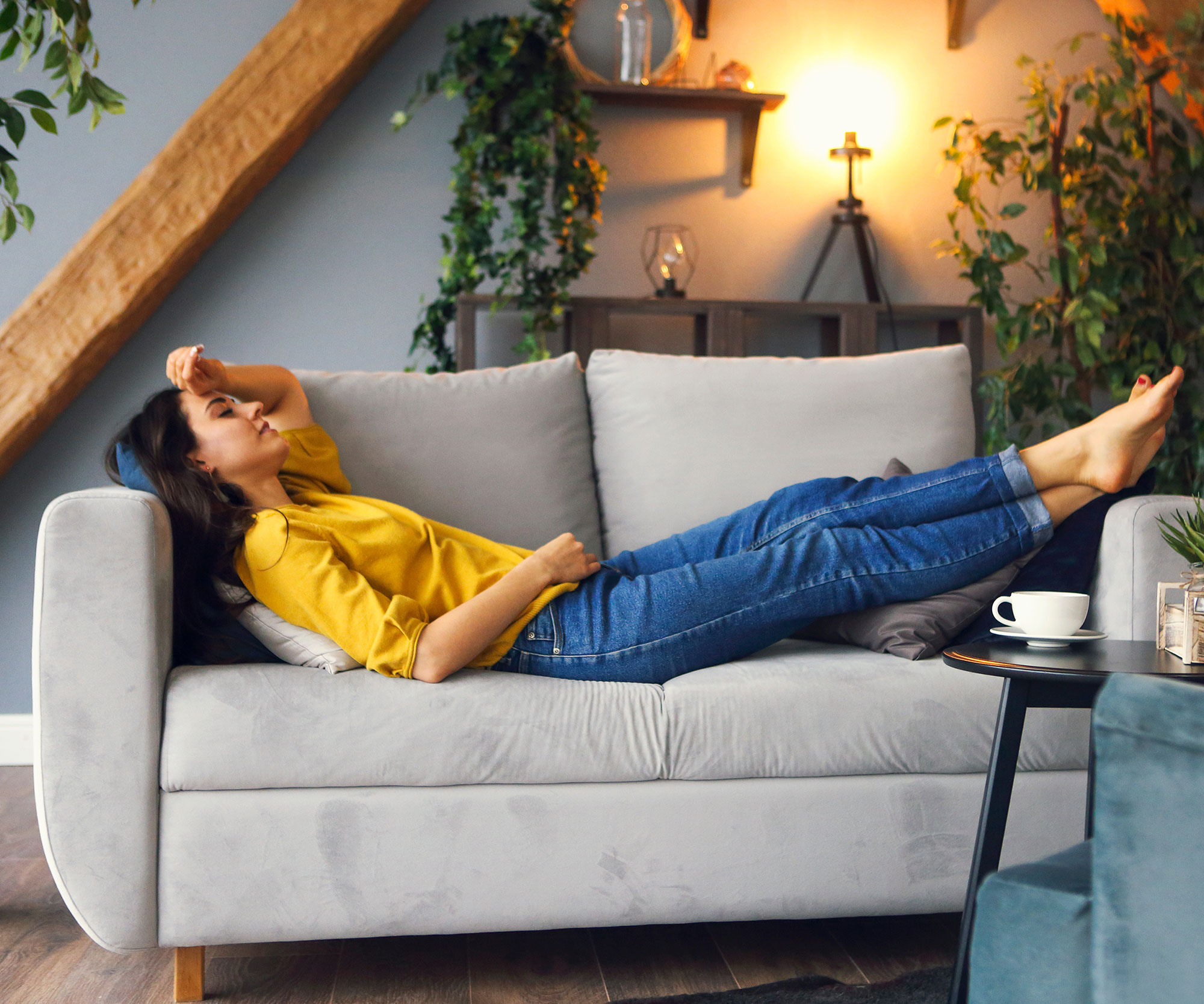 Woman resting on the couch